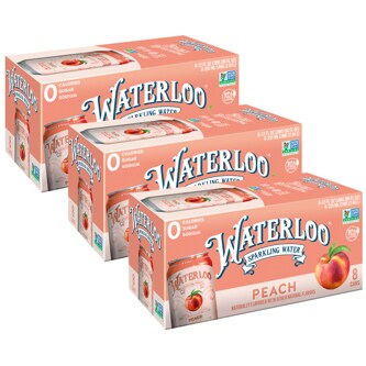 Waterloo Sparkling Water, Peach, Cans, Case